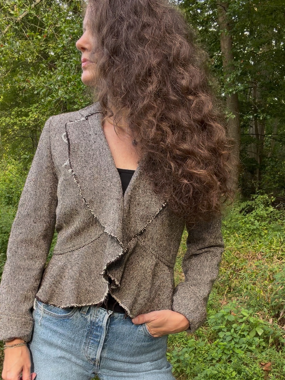 Brown and cream mix jacket/blazer from Banana Republic size petite 6 Wool